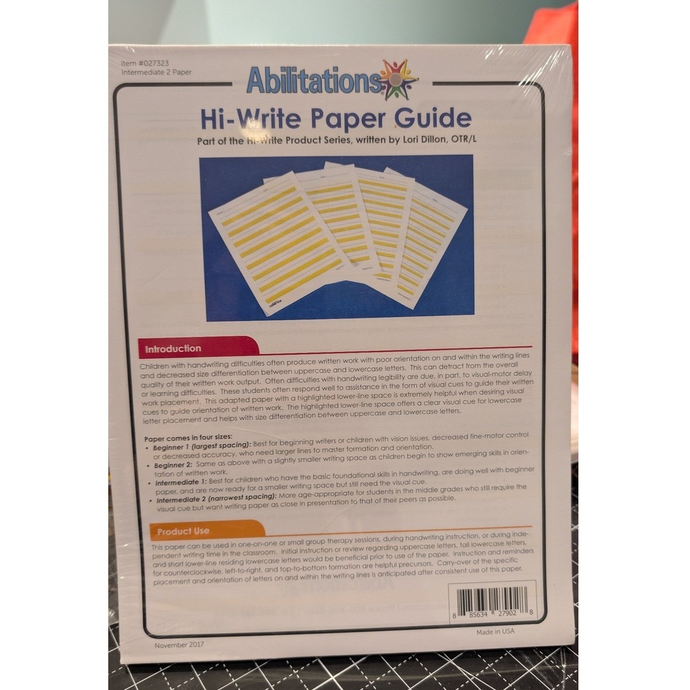 Abilitations Hi-Write Paper Guide Intermediate 2 Handwriting Paper 027323 NEW